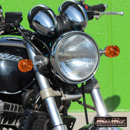 丸型ヨーロピアンウインカー M10×60mm/アルミ取付ステー付 オレンジ 4個セット 汎用