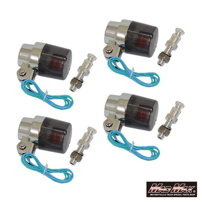 丸型ヨーロピアンウインカー M10×60mm/アルミ取付ステー付 スモーク 4個セット 汎用