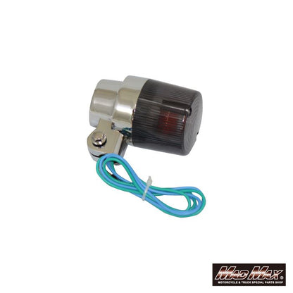 Round European Turn Signals M10 x 73mm / with Aluminum Mounting Bracket - Smoke - 2 Pcs - Universal