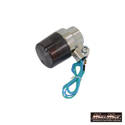 Round European Turn Signals M10 x 73mm / with Aluminum Mounting Bracket - Smoke - 2 Pcs - Universal