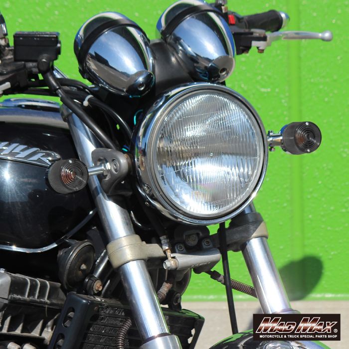 丸型ヨーロピアンウインカー M10×73mm/アルミ取付ステー付 スモーク 4個セット 汎用