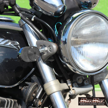 丸型ヨーロピアンウインカー M10×60mm/アルミ取付ステー付 スモーク 2個セット 汎用