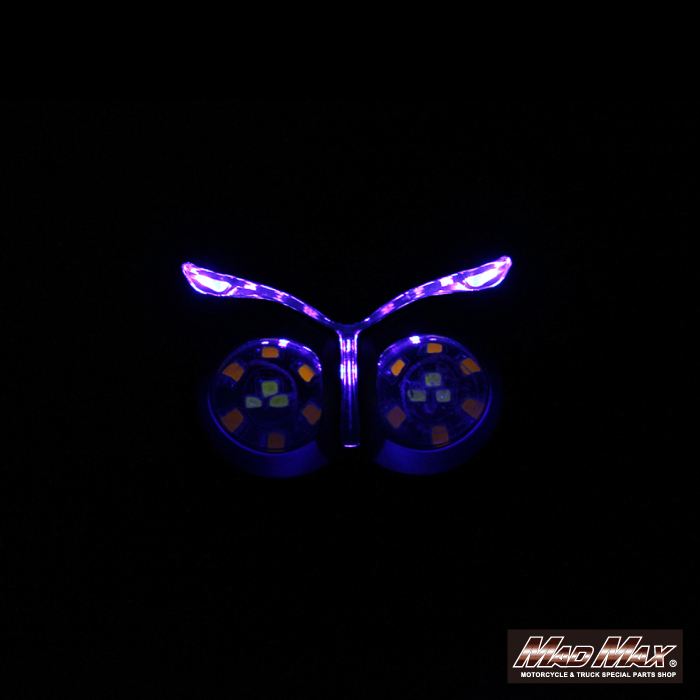 バイク用 フクロウ型LEDウインカー デイライトブラック 縦55×横65mm 2個セット 汎用