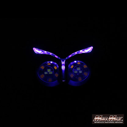 バイク用 フクロウ型LEDウインカー デイライトブラック 縦55×横65mm 2個セット 汎用