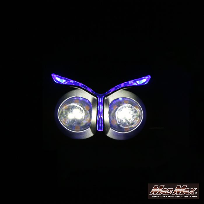 バイク用 フクロウ型LEDウインカー デイライトブラック 縦55×横65mm 2個セット 汎用