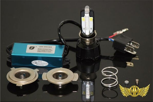 H4 U型 LEDバルブ AC/DC 40W ブルー ポディション付 汎用(12V専用)