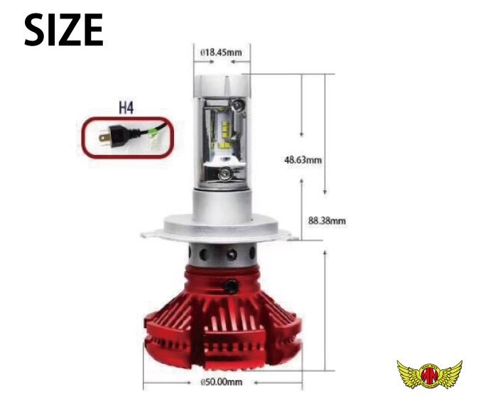 X3 H4 LEDヘッドライト Hi/Lo切替 25W 3000LM 防水 ブルー 1個 汎用(12V/24V兼用)