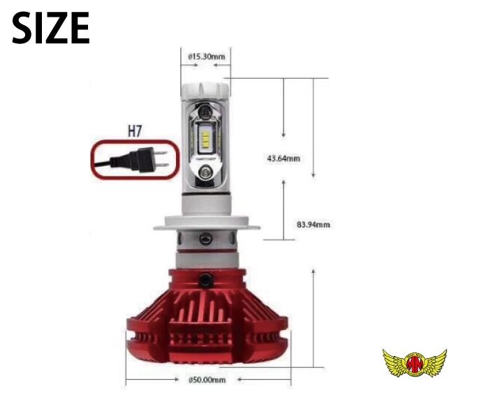 X3 H7 LEDヘッドライト 25W 6000LM 防水 レッド 2個セット 汎用(12V/24V兼用)