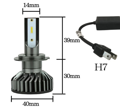 LED Headlight F2 H7 24W 3800LM 6000K 1pc Universal (12/24V Compatible)