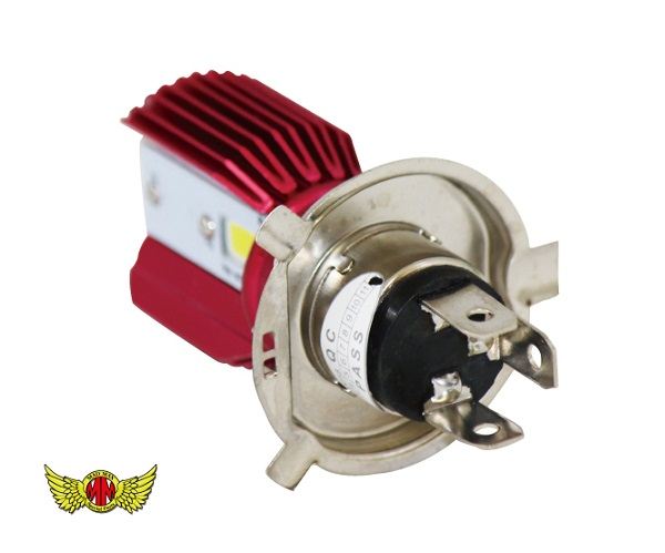 H4 HS1兼用 LEDヘッドライト 1600LM 15W 両面発光 レッドボディ 汎用(DC12V専用)