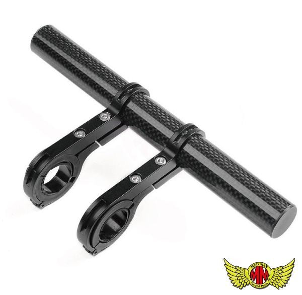Lightweight Carbon Fiber Motorcycle Multi Bar Long with Aluminum Clamp, Black, 200mm, Universal Fit
