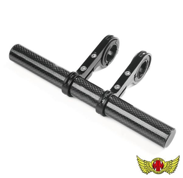 Lightweight Carbon Fiber Motorcycle Multi Bar Long with Aluminum Clamp, Black, 200mm, Universal Fit