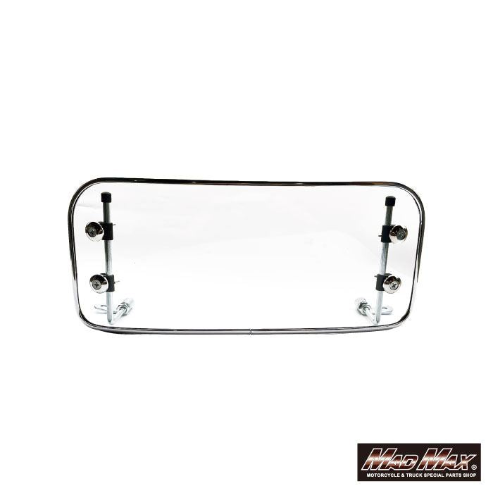 Windshield, Short Type, Clear/Chrome, 172mm (H) x 403mm (W) x 3mm (T), Universal