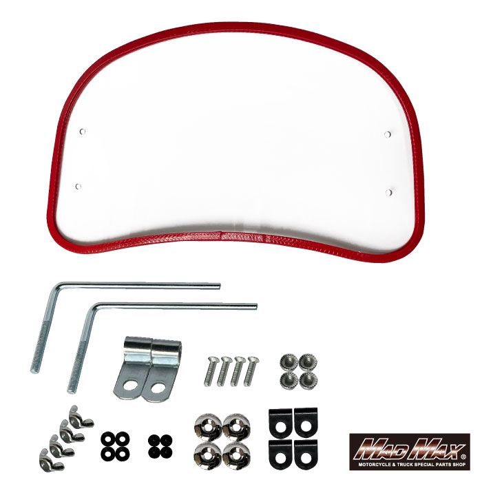 風防ミドルサイズ クリア/レッド 縦225×横415×厚み3mm 汎用