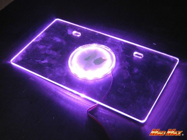 LED Acrylic License Plate Frame for Motorcycles, Pink Illumination, H130 x W240mm, Universal (12V)