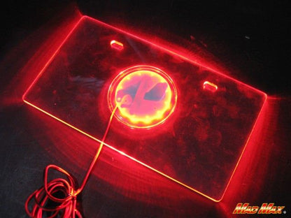 LED Acrylic License Plate Frame for Motorcycles, Red Illumination, H130 x W240mm, Universal (12V)