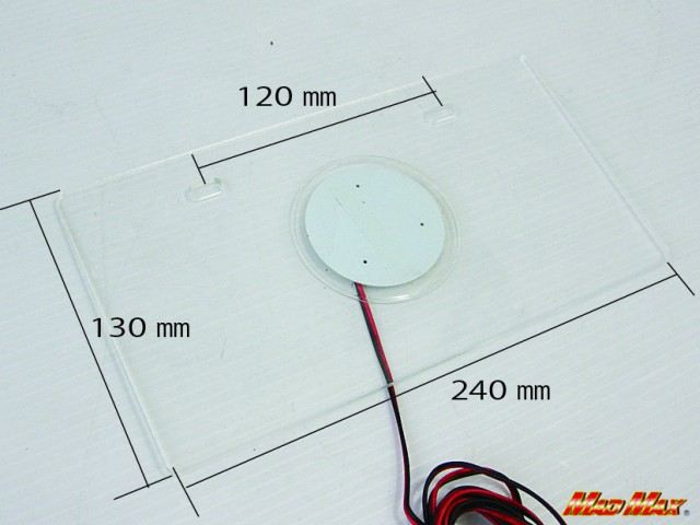 LED Acrylic License Plate Frame for Motorcycles, Red Illumination, H130 x W240mm, Universal (12V)