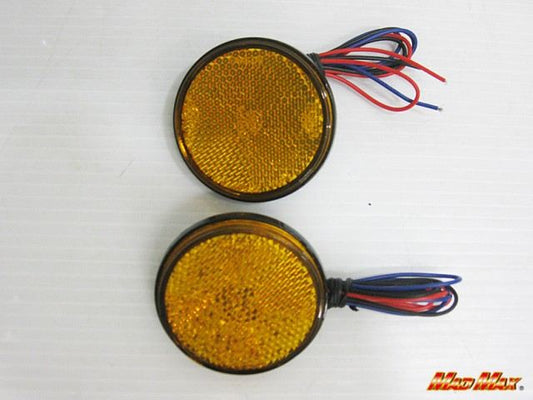 LED Round Reflector, Orange, 59mm Diameter, Set of 2, Universal (for 12V)