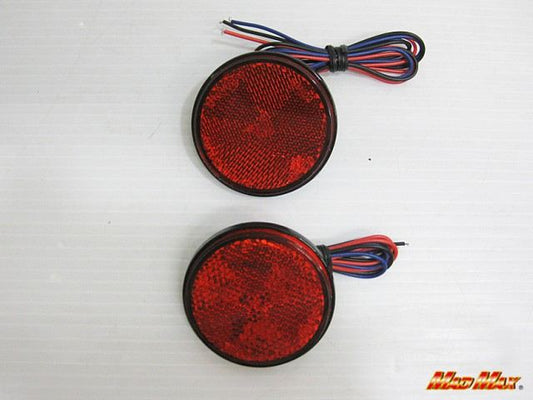LED Round Reflector Red, 59mm Diameter, Set of 2, Universal (for 12V)