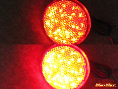 LED Round Reflector Red, 59mm Diameter, Set of 2, Universal (for 12V)