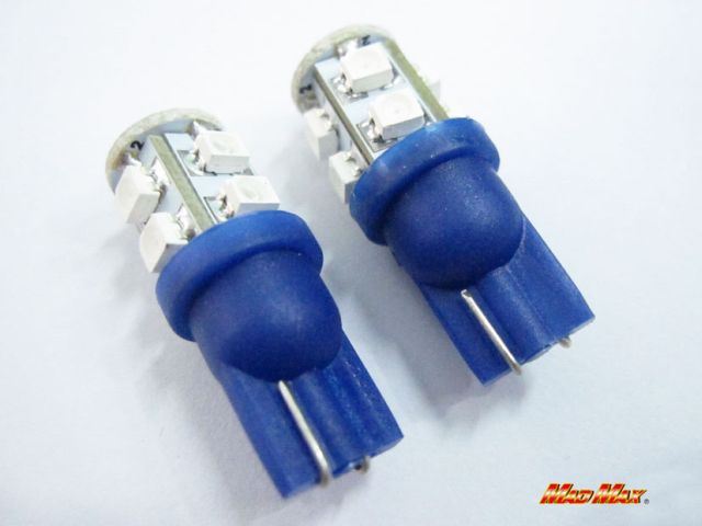 LED T10 ウェッジ球 SMD 10連 ブルー 2個セット 汎用(24V用)