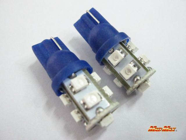 LED T10 ウェッジ球 SMD 10連 ブルー 2個セット 汎用(24V用)