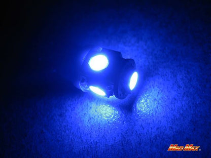 LED T10 Wedge Bulb 3-chip SMD 5-LED Blue 2-pack Universal (for 12V)