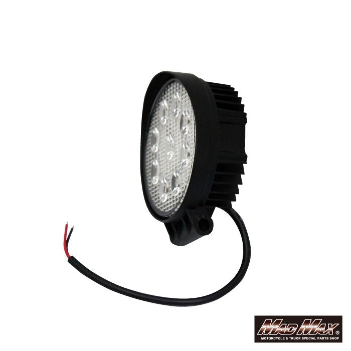 LED Work Light, 9 High-Brightness LEDs, Round 27W, White Emission, Universal (12/24V compatible)