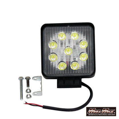 LED Work Light, 9 High-Brightness LEDs, Square, 27W, White Light, Universal (12/24V Compatible)