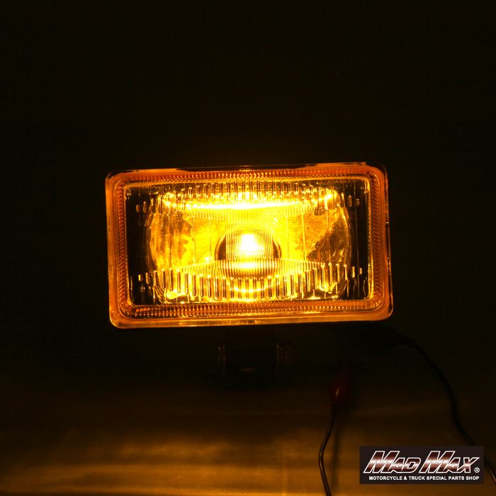 バイク用 角型 H3 ハロゲン ロケットカウル フォグランプ イエロー 縦90×横160×奥行70mm 1個 汎用(12V用)