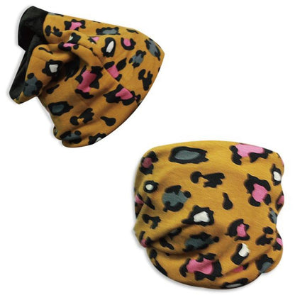 フリース地 ネックウォーマー/フェイスマスク 男女兼用 豹柄マルチ
