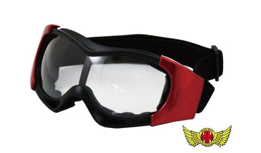 オートバイ用 ゴーグル TYPE4 レッド/クリア 縦80×横185mm