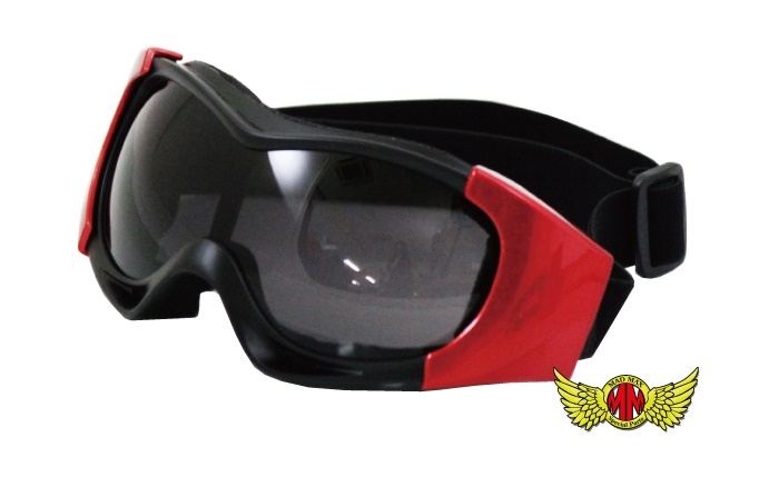 オートバイ用 ゴーグル TYPE4 レッド/スモーク 縦80×横185mm