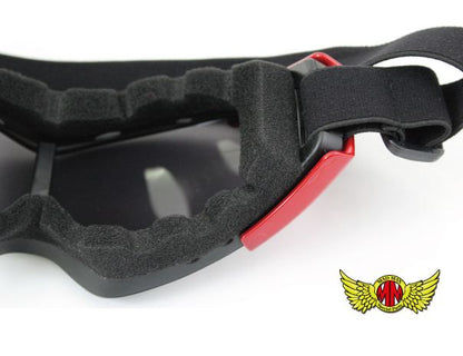 オートバイ用 ゴーグル TYPE4 レッド/スモーク 縦80×横185mm