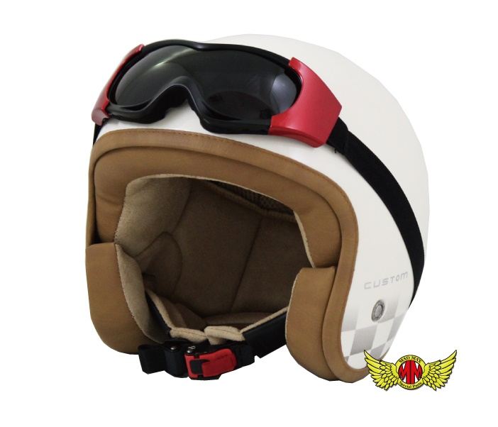 オートバイ用 ゴーグル TYPE4 レッド/スモーク 縦80×横185mm