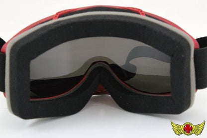 オートバイ用 ゴーグル ノーズガード付き TYPE3 ブルー/シルバーミラーシールド 縦105×横185mm