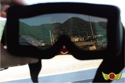 オートバイ用 ゴーグル ノーズガード付き TYPE3 ブルー/シルバーミラーシールド 縦105×横185mm