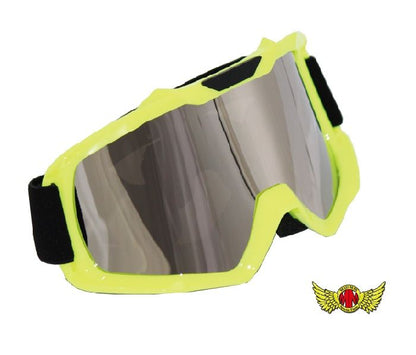 オートバイ用 ゴーグル TYPE1 イエロー/シルバーミラーシールド 縦105×横190mm