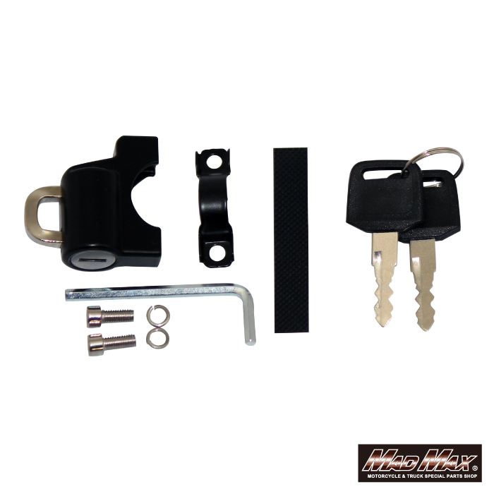 オートバイ用 盗難防止 キーロック式ヘルメットホルダー ブラック 汎用