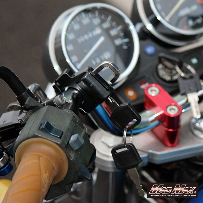 オートバイ用 盗難防止 キーロック式ヘルメットホルダー ブラック 汎用