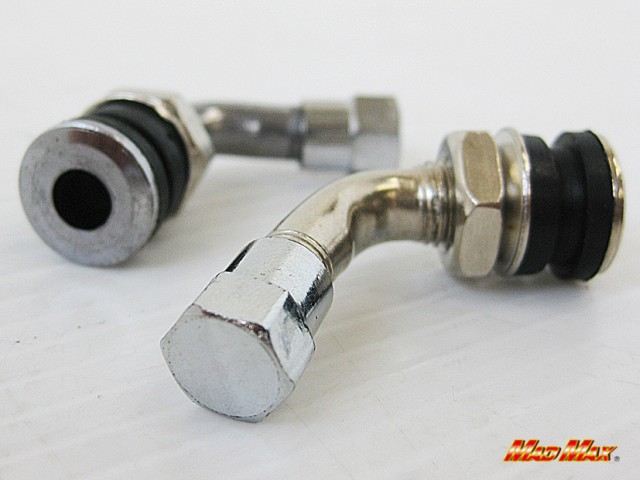 チューブレスバルブ L字型 シルバー/ステンレス 2個セット