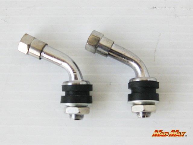 チューブレスバルブ 内締めL字型 シルバー/ステンレス 2個セット