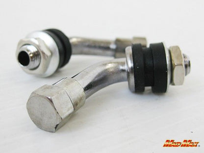 チューブレスバルブ 内締めL字型 シルバー/ステンレス 2個セット