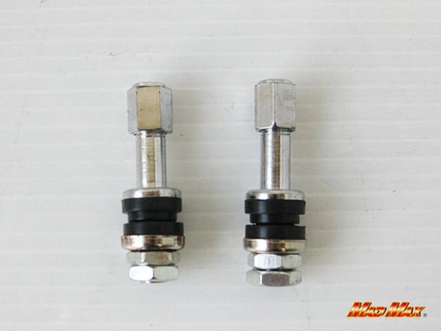 Tubeless Valve, Internal Clamp, Straight, Silver/Stainless, φ15×46mm, Set of 2