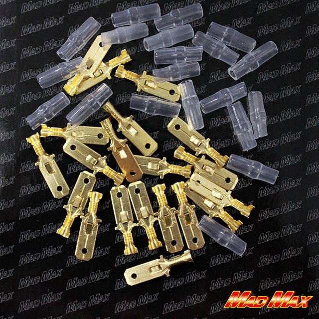 圧着ギボシ端子 平型 絶縁スリーブセット オス 20個セット 汎用