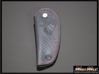 レザーコンパクトキーケース TEPYD ブラック/レッド 縦85×横53×厚み18mm 汎用