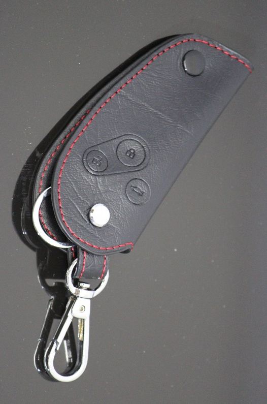 レザーコンパクトキーケース TEPYD ブラック/レッド 縦85×横53×厚み18mm 汎用