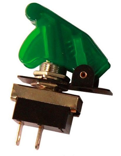 ミサイルスイッチ ON/OFF切替 グリーン 縦63×横42×厚17mm 汎用(12V/24V兼用)