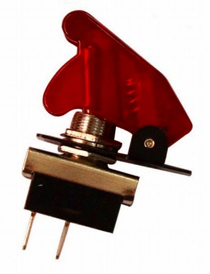 ミサイルスイッチ ON/OFF切替 レッド 縦63×横42×厚17mm 汎用(12V/24V兼用)