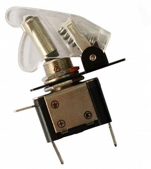 LED付 ミサイルスイッチ ON/OFF切替 クリア 縦63×横42×厚17mm 汎用(12V専用)